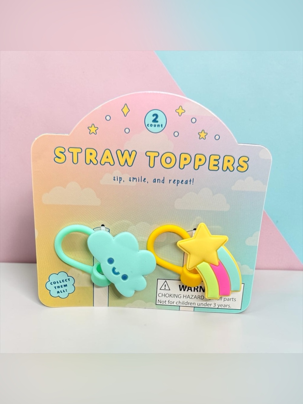 🏷️‼️5/$25🏷️‼️☁️⭐️Cute Cloud & Star Rainbow Straw Toppers/NIP☁️⭐️
